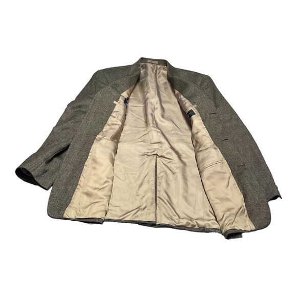 Stafford Sports Coat Men's 40R Gray 100% Wool Herringbone Notch Single Breasted - Picture 3 of 10
